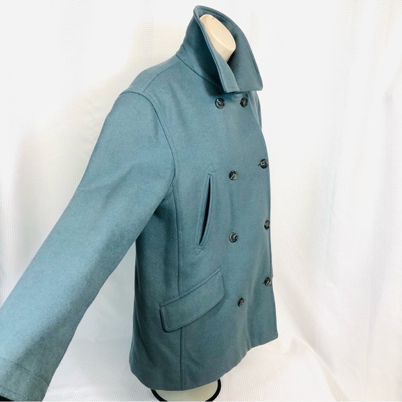 J CREW Wool Cashmere Slate Blue Double Breasted Pea Coat - Picture 3 of 10